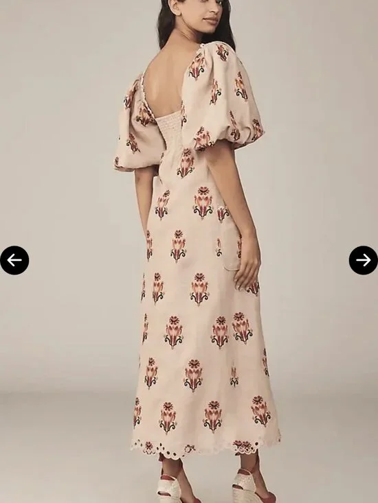 New Farm Rio Anthropologie Macaw Embroidered Maxi Dress Pockets L - Picture 2 of 5